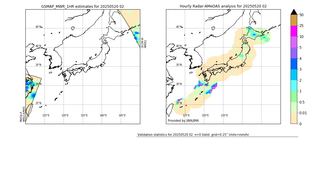 GSMaP MWR validation image. 2025/05/20 02