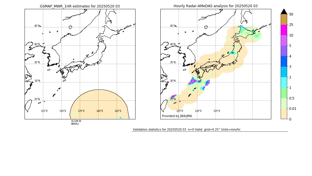 GSMaP MWR validation image. 2025/05/20 03