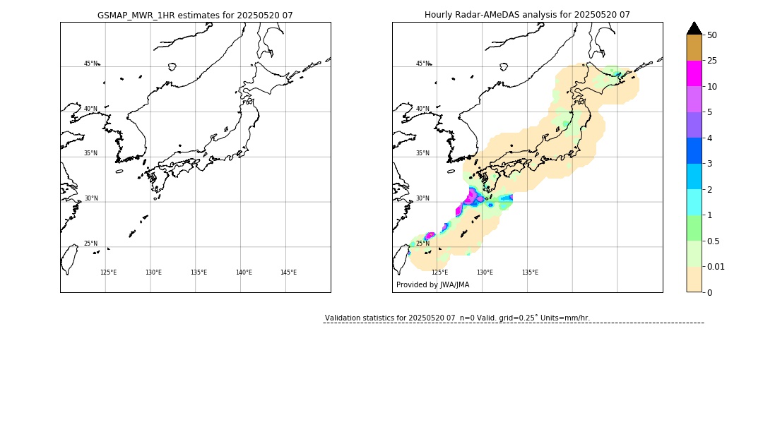 GSMaP MWR validation image. 2025/05/20 07