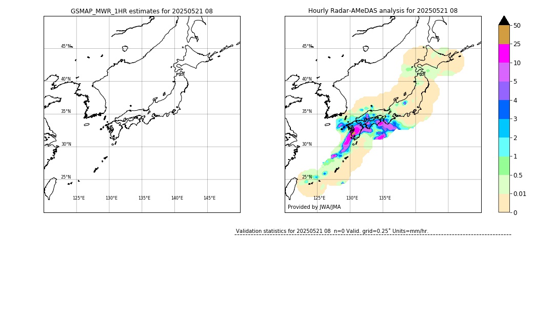 GSMaP MWR validation image. 2025/05/21 08