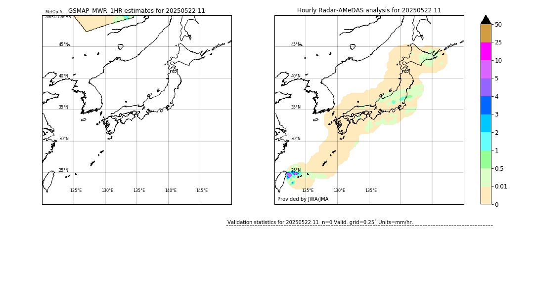 GSMaP MWR validation image. 2025/05/22 11