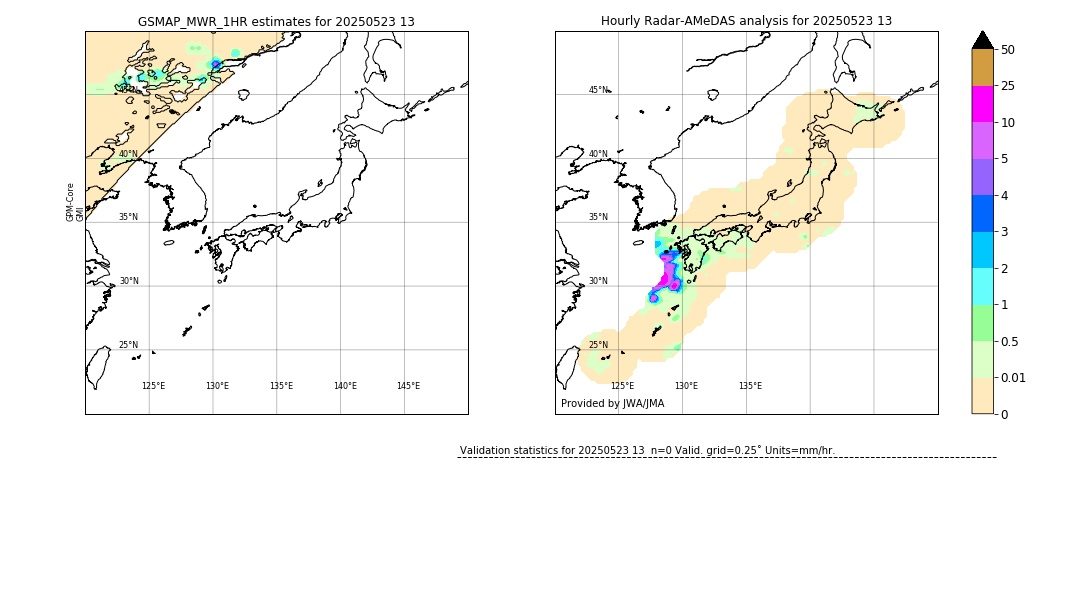 GSMaP MWR validation image. 2025/05/23 13