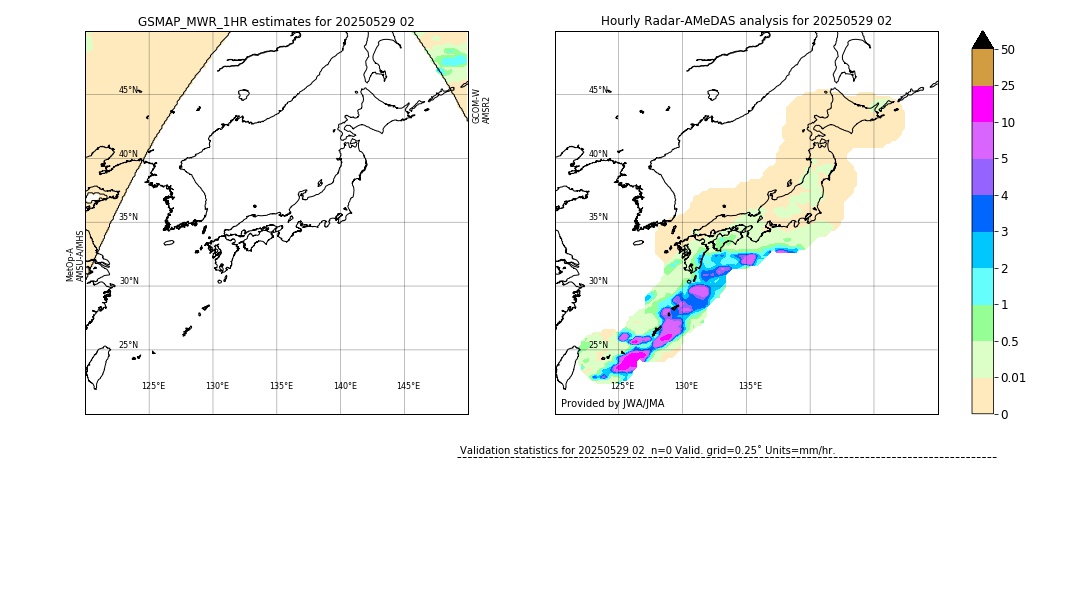 GSMaP MWR validation image. 2025/05/29 02