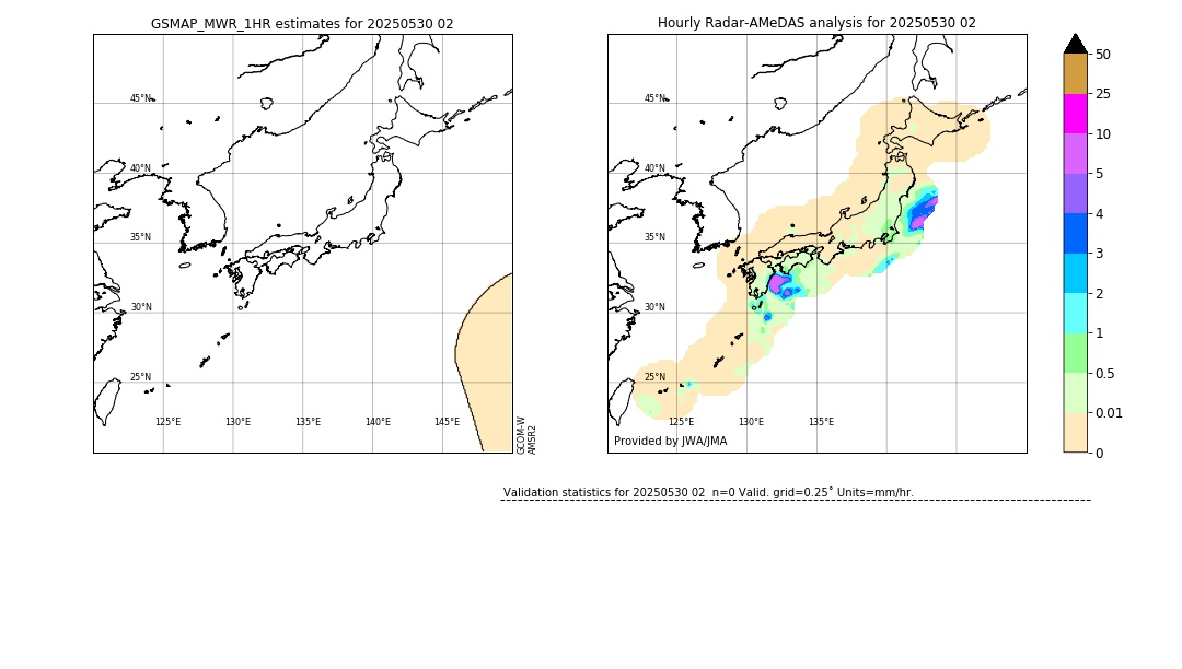 GSMaP MWR validation image. 2025/05/30 02