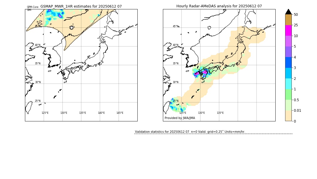 GSMaP MWR validation image. 2025/06/12 07
