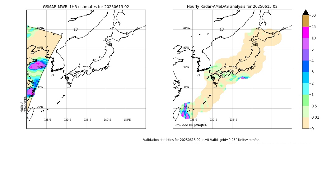 GSMaP MWR validation image. 2025/06/13 02