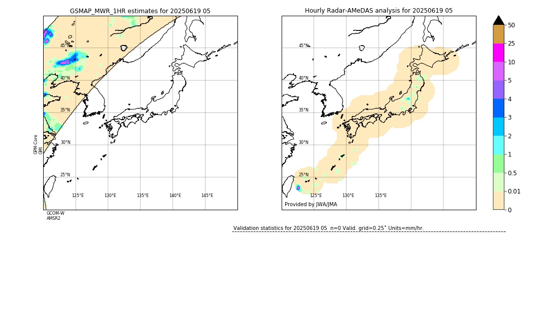 GSMaP MWR validation image. 2025/06/19 05