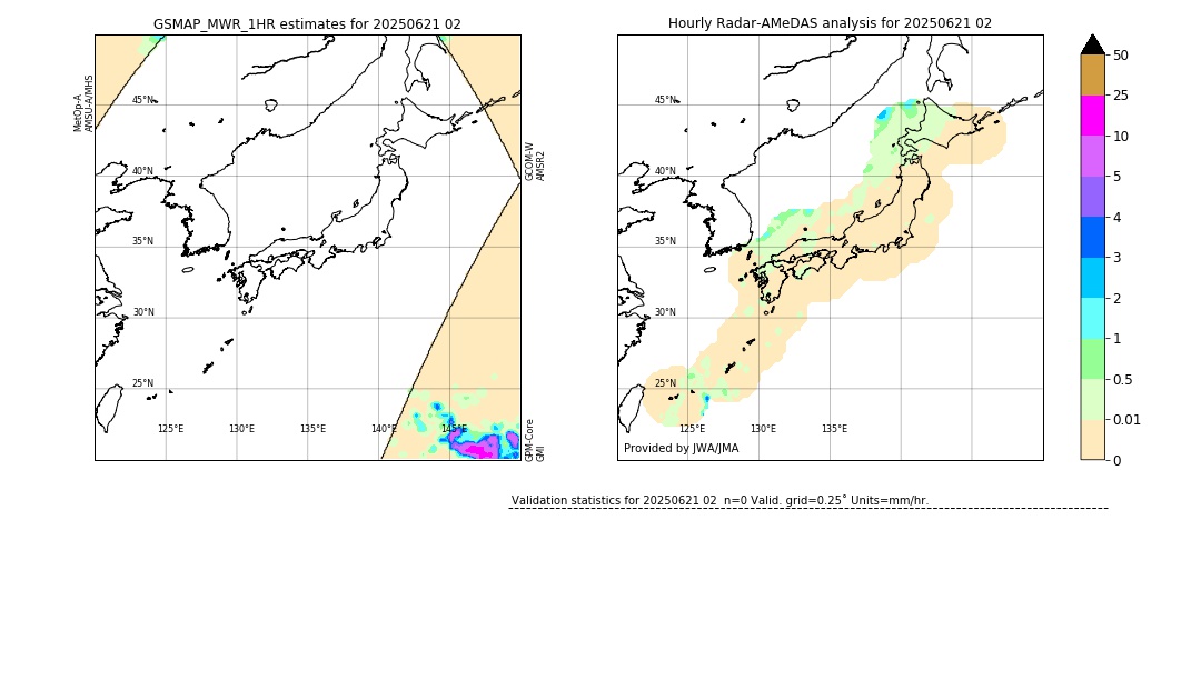 GSMaP MWR validation image. 2025/06/21 02