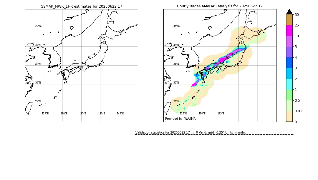 GSMaP MWR validation image. 2025/06/22 17
