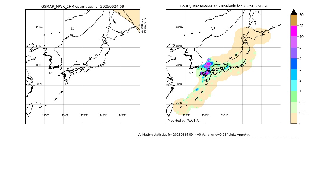 GSMaP MWR validation image. 2025/06/24 09