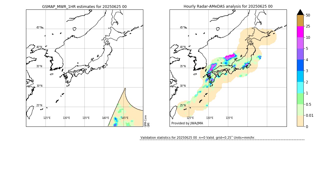 GSMaP MWR validation image. 2025/06/25 00