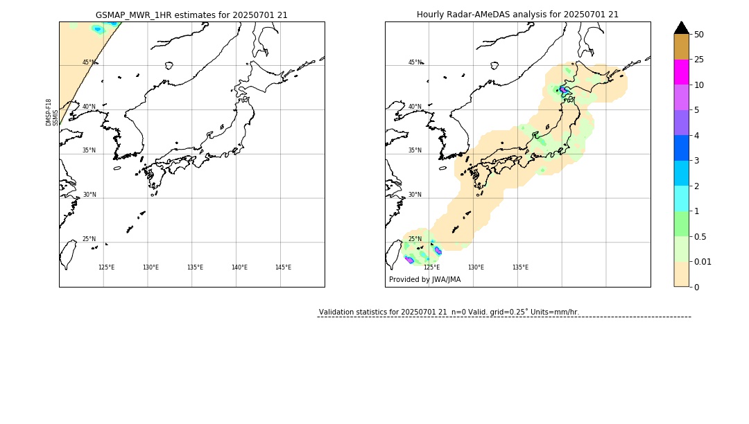 GSMaP MWR validation image. 2025/07/01 21