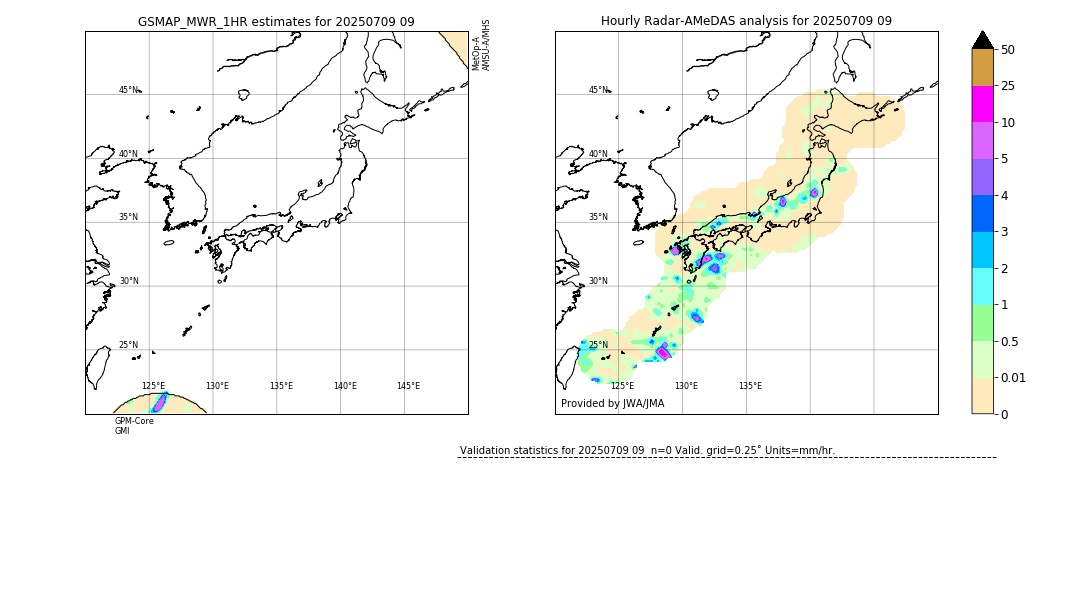 GSMaP MWR validation image. 2025/07/09 09