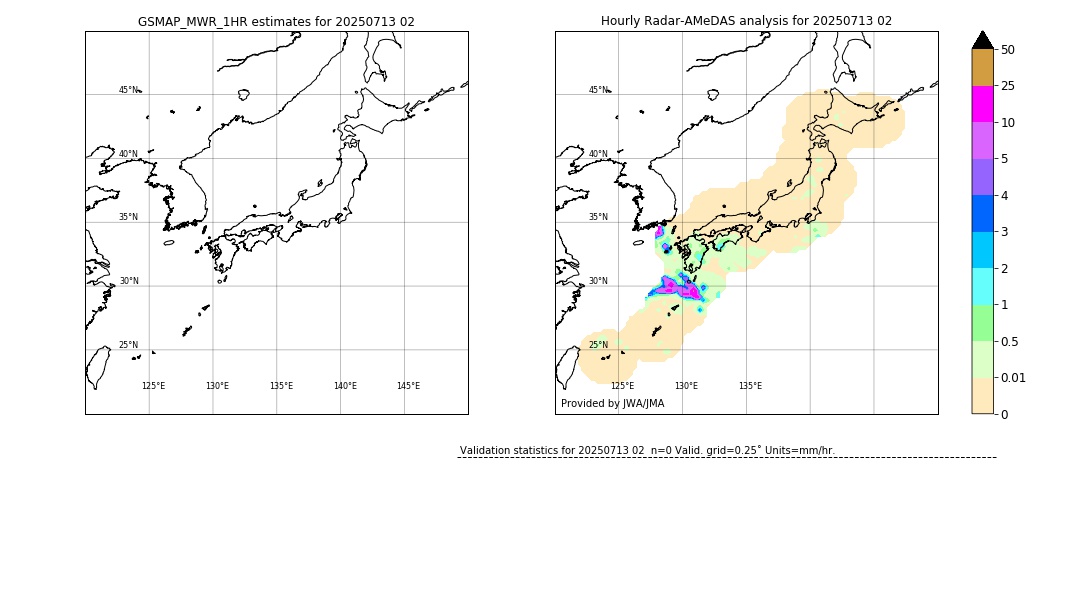 GSMaP MWR validation image. 2025/07/13 02