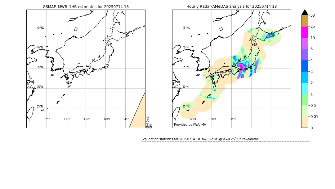 GSMaP MWR validation image. 2025/07/14 18