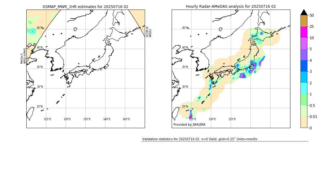 GSMaP MWR validation image. 2025/07/16 02