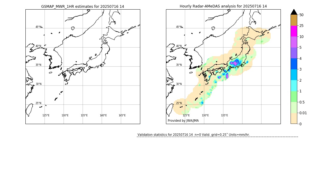 GSMaP MWR validation image. 2025/07/16 14
