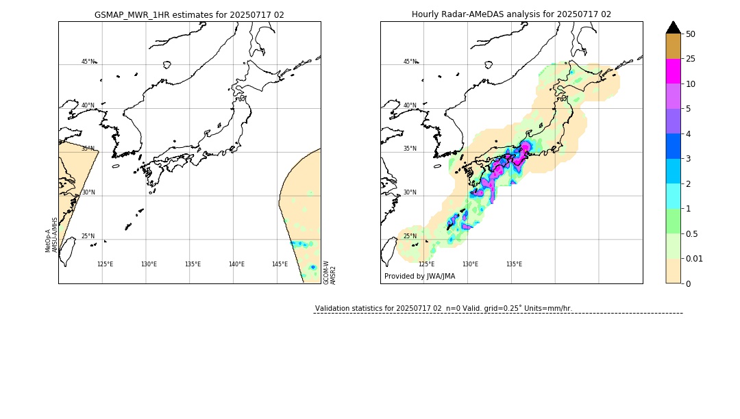GSMaP MWR validation image. 2025/07/17 02