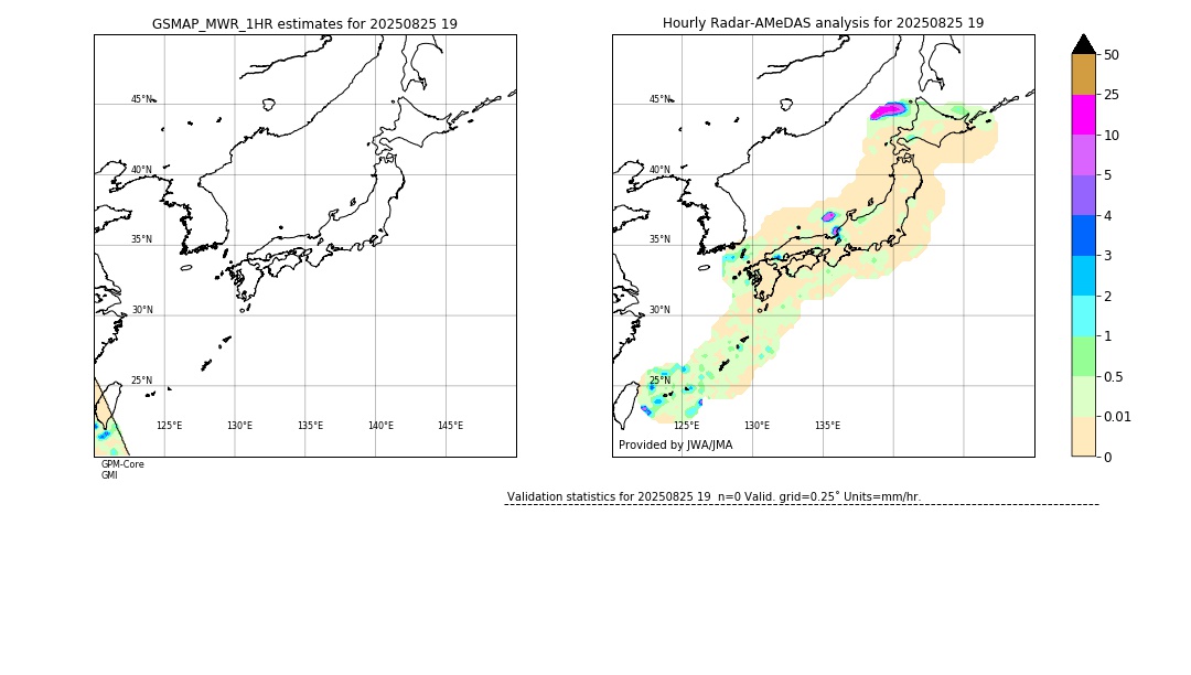 GSMaP MWR validation image. 2025/08/25 19