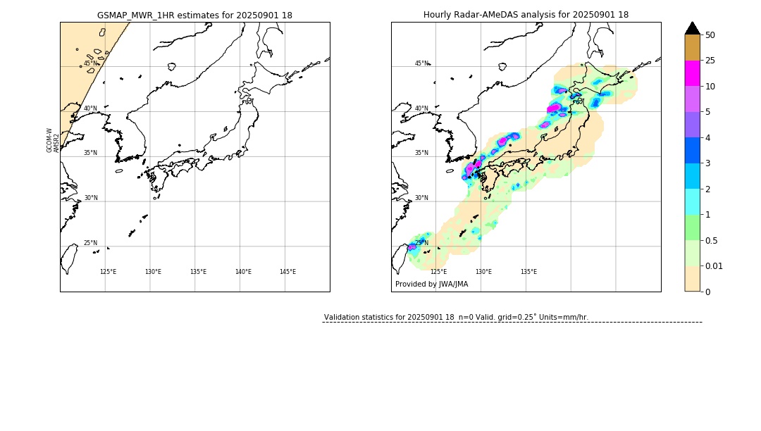 GSMaP MWR validation image. 2025/09/01 18