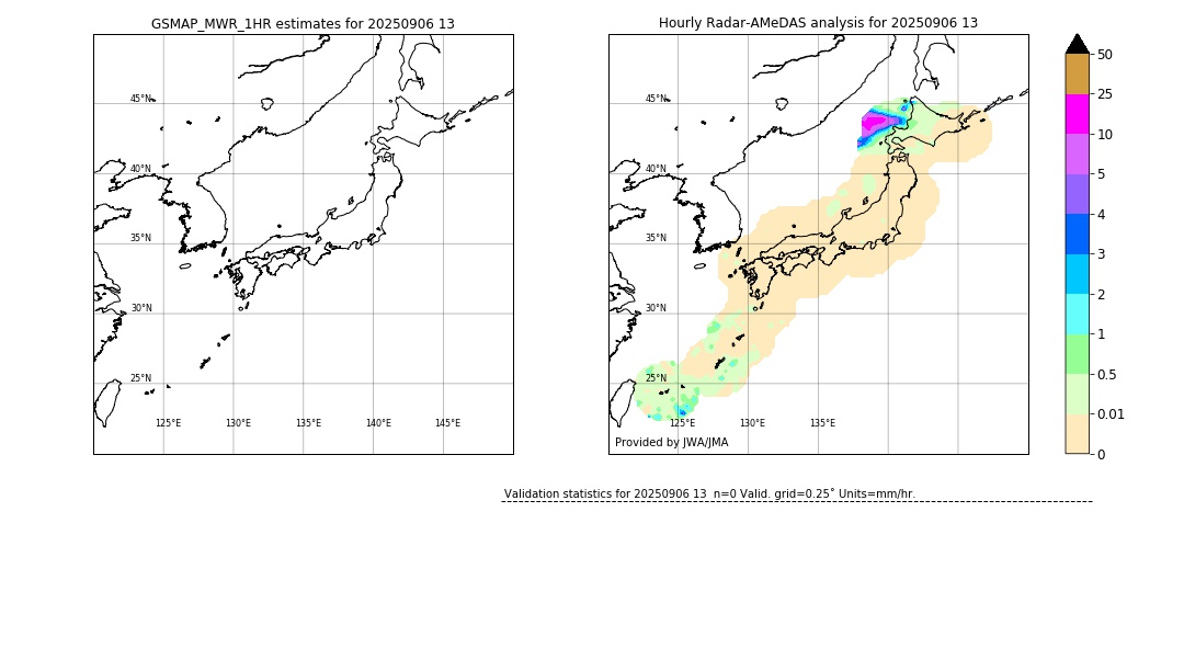 GSMaP MWR validation image. 2025/09/06 13