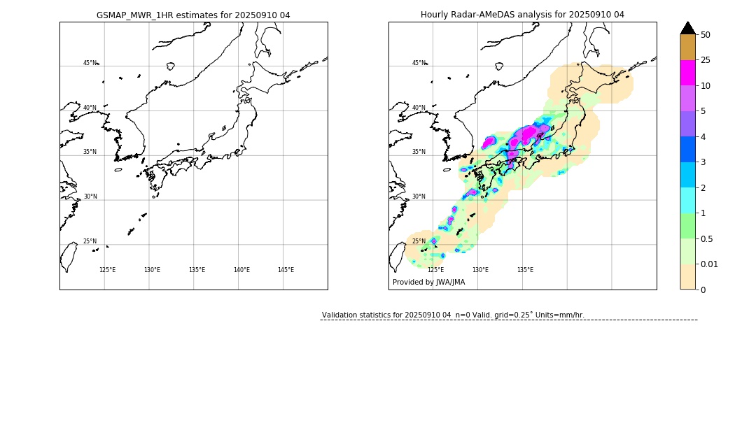 GSMaP MWR validation image. 2025/09/10 04