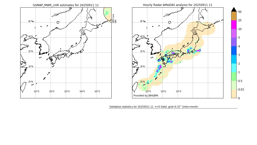 GSMaP MWR validation image. 2025/09/11 11