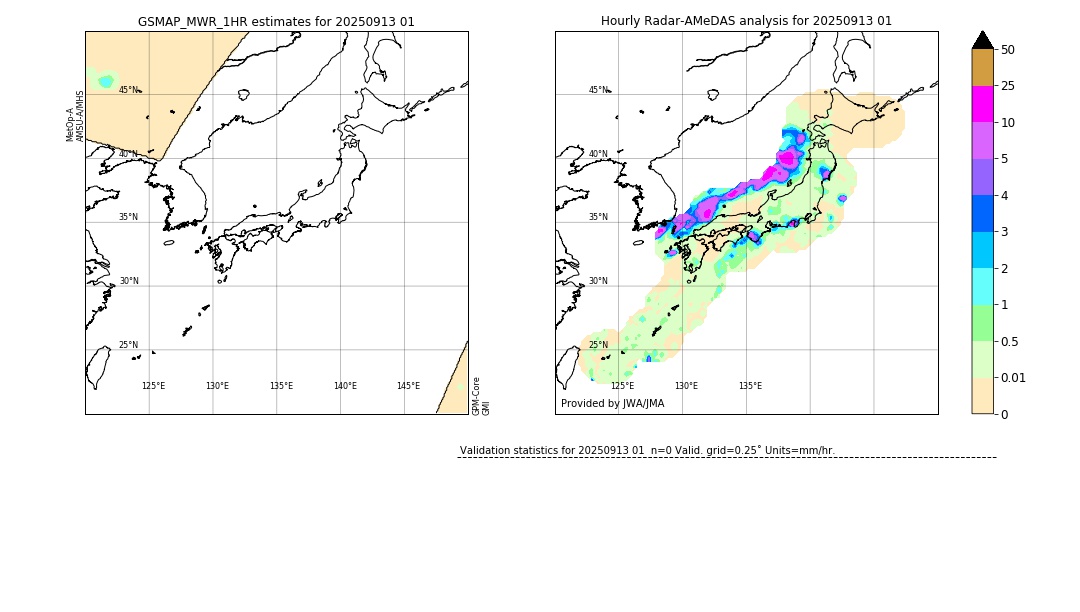 GSMaP MWR validation image. 2025/09/13 01