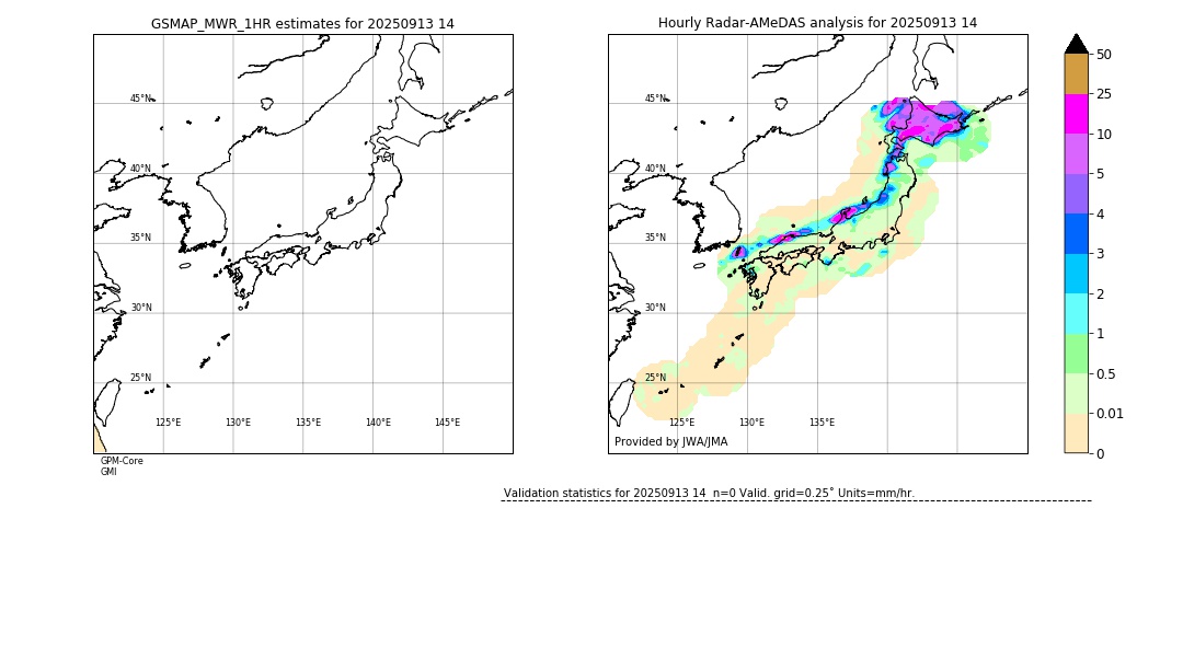 GSMaP MWR validation image. 2025/09/13 14