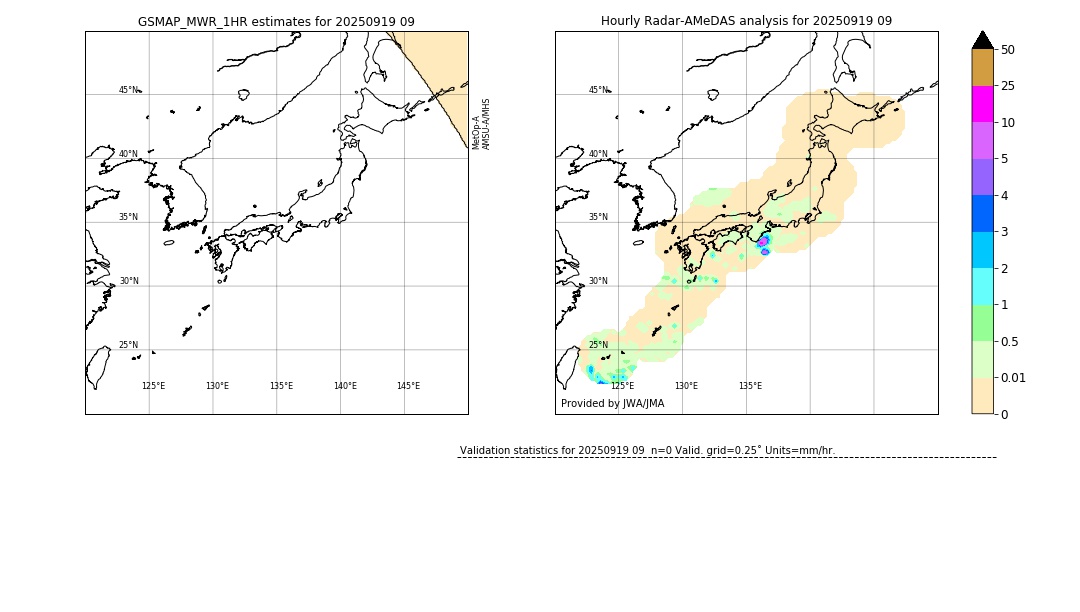 GSMaP MWR validation image. 2025/09/19 09