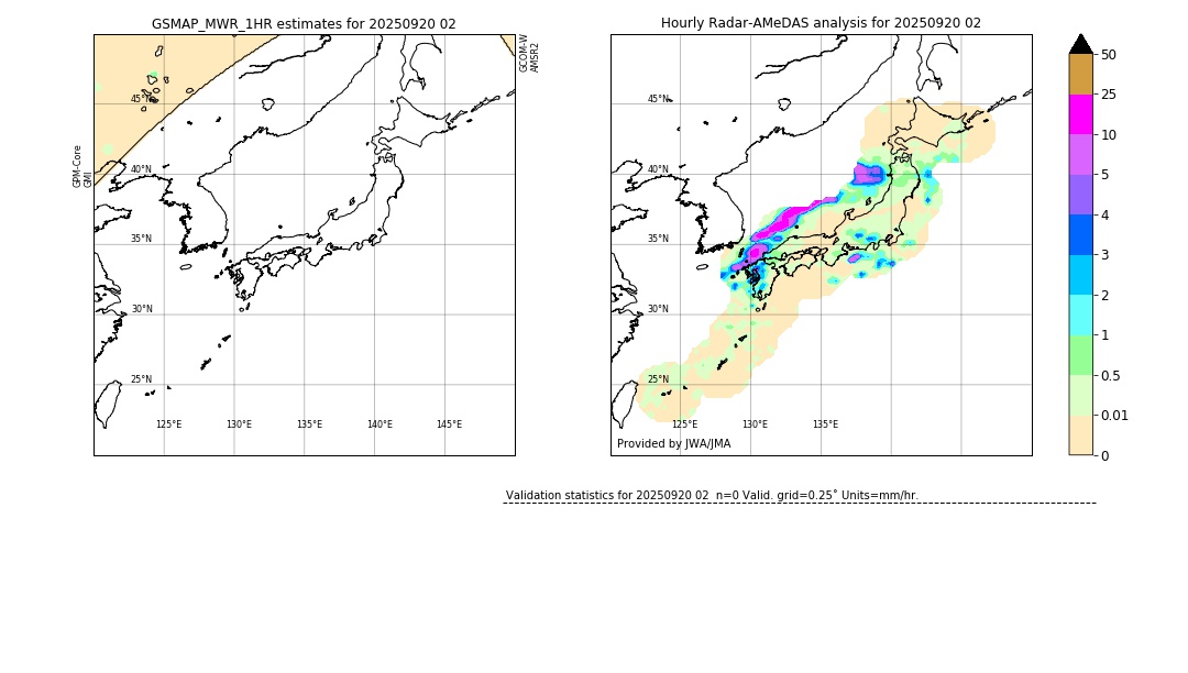 GSMaP MWR validation image. 2025/09/20 02