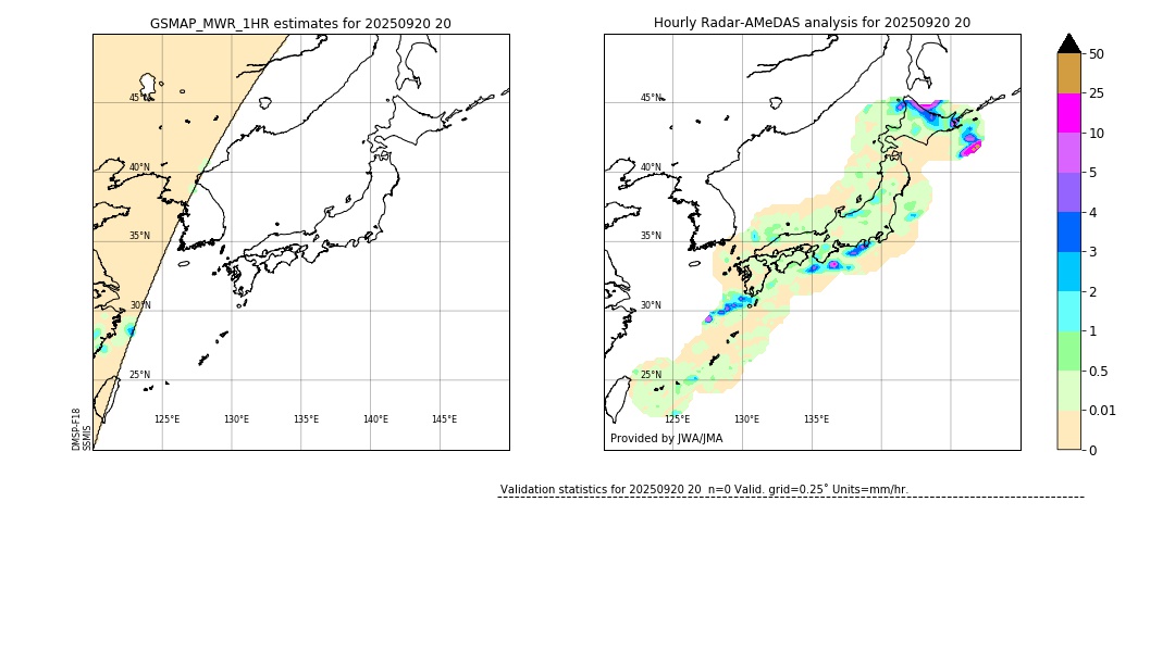 GSMaP MWR validation image. 2025/09/20 20