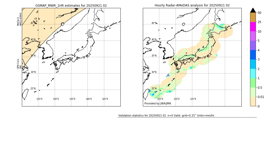 GSMaP MWR validation image. 2025/09/21 02