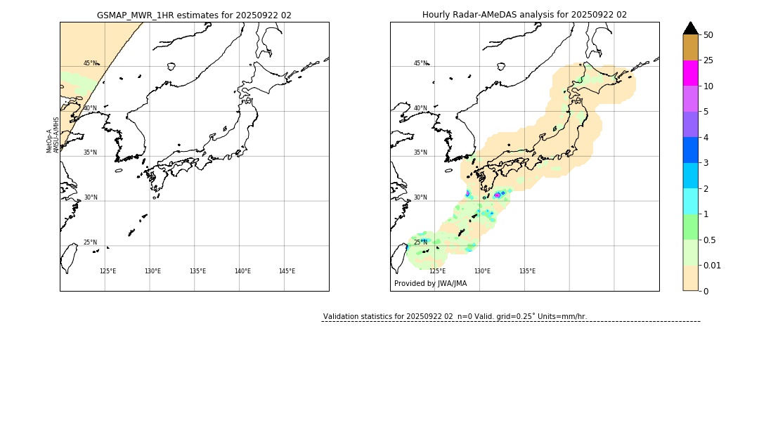 GSMaP MWR validation image. 2025/09/22 02