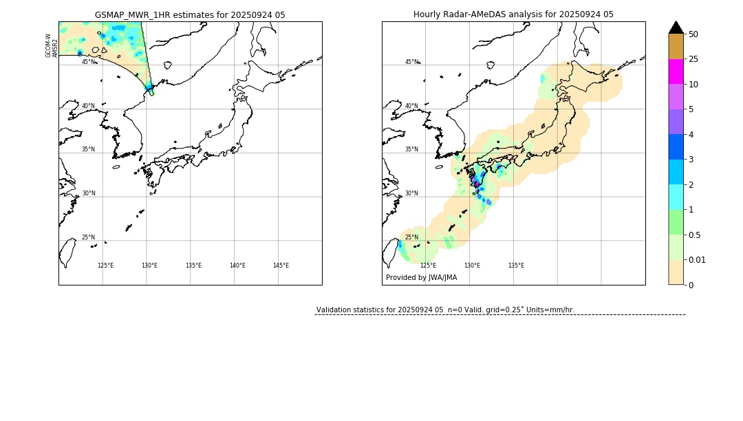 GSMaP MWR validation image. 2025/09/24 05