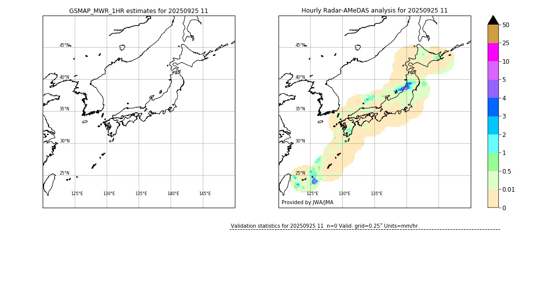 GSMaP MWR validation image. 2025/09/25 11
