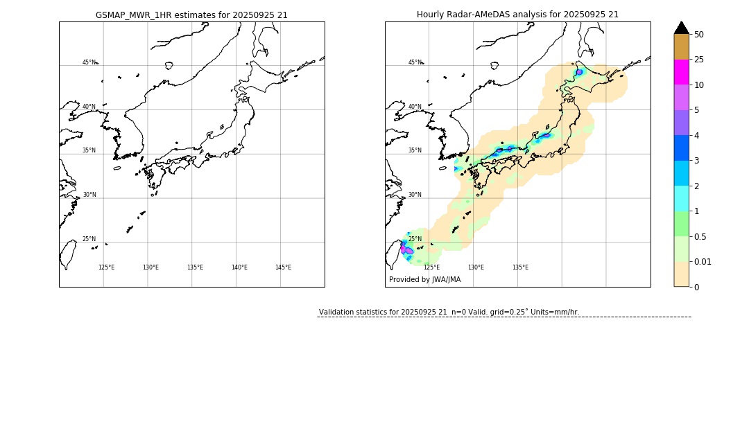 GSMaP MWR validation image. 2025/09/25 21