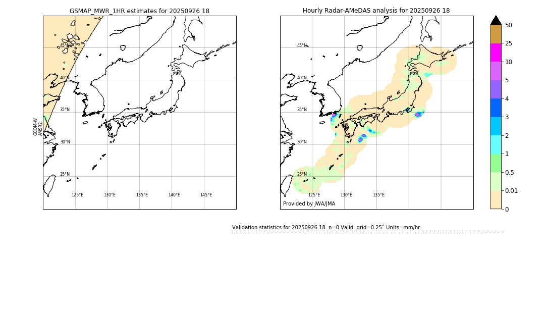 GSMaP MWR validation image. 2025/09/26 18