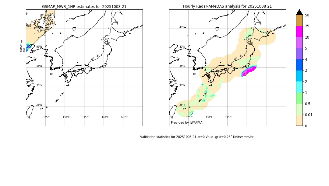 GSMaP MWR validation image. 2025/10/08 21