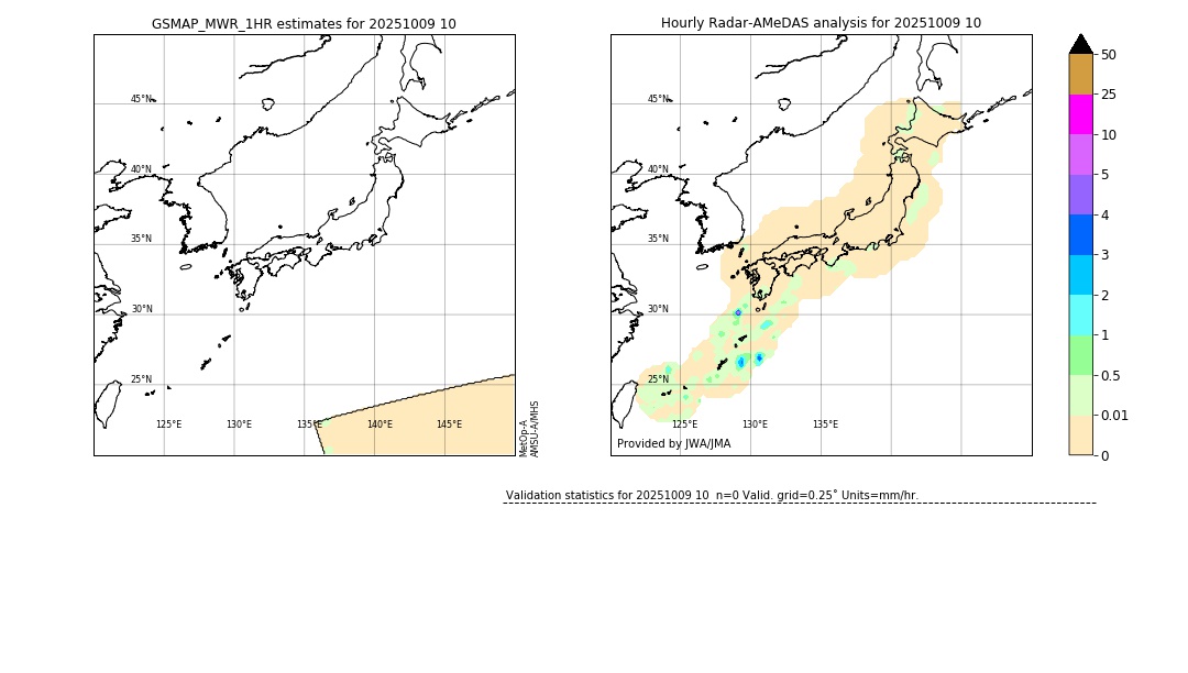 GSMaP MWR validation image. 2025/10/09 10