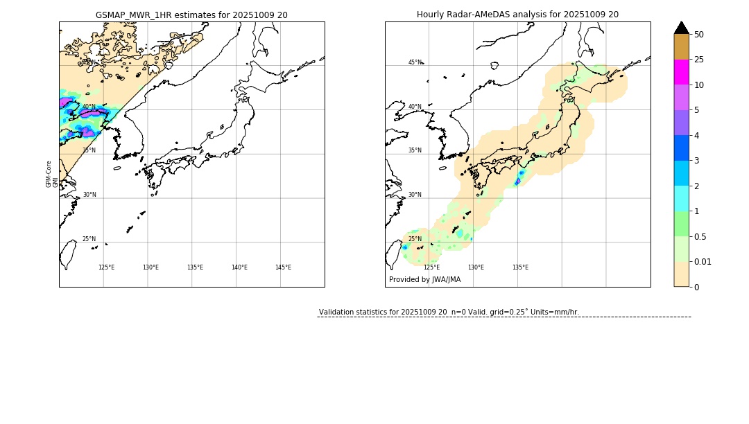 GSMaP MWR validation image. 2025/10/09 20