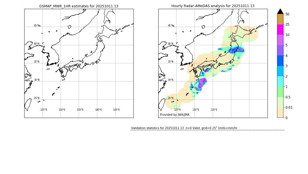 GSMaP MWR validation image. 2025/10/11 13