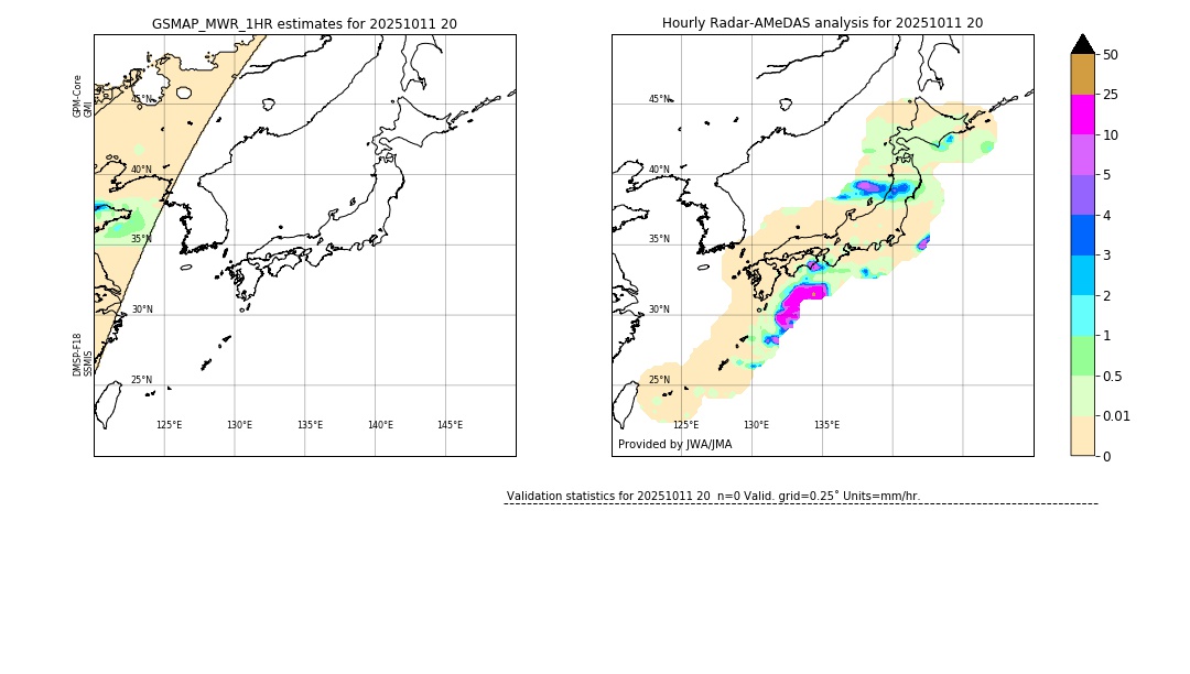 GSMaP MWR validation image. 2025/10/11 20