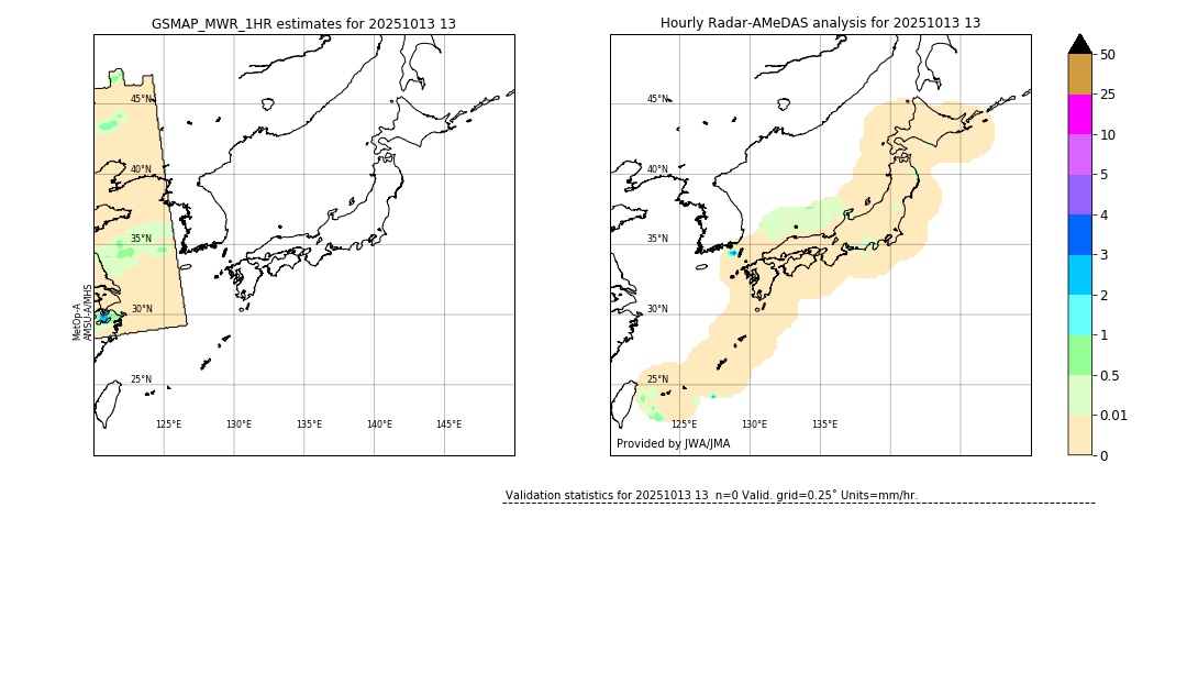 GSMaP MWR validation image. 2025/10/13 13