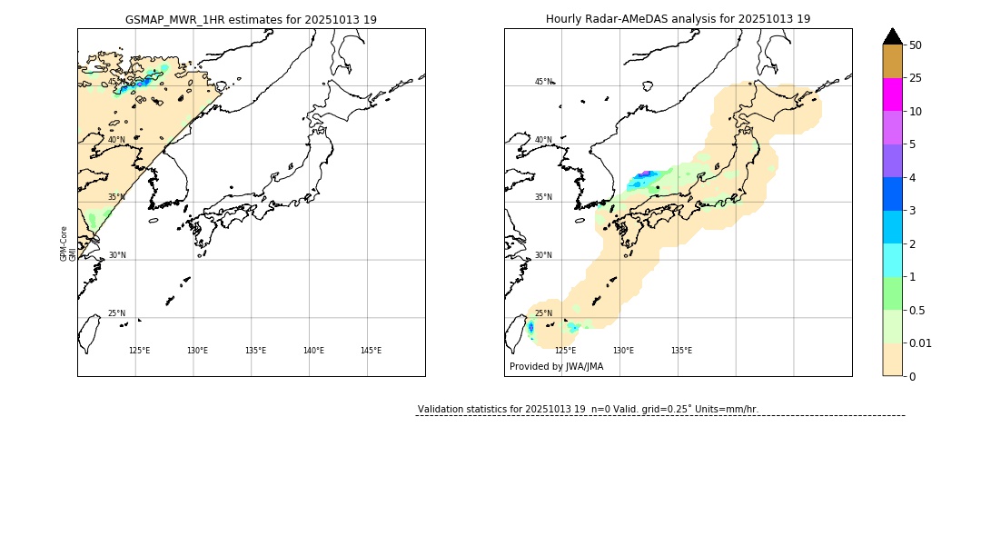 GSMaP MWR validation image. 2025/10/13 19