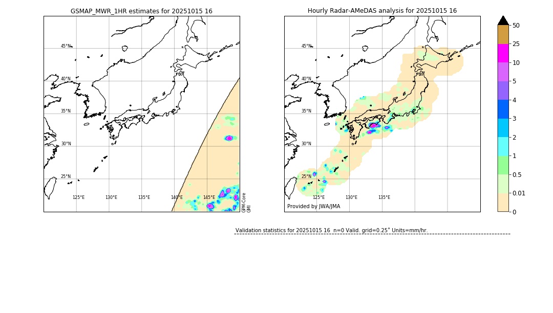 GSMaP MWR validation image. 2025/10/15 16