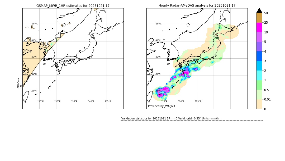 GSMaP MWR validation image. 2025/10/21 17