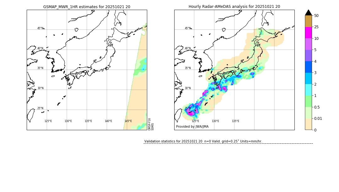 GSMaP MWR validation image. 2025/10/21 20