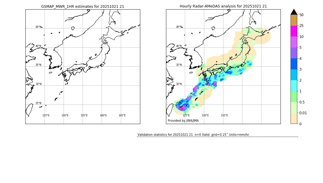 GSMaP MWR validation image. 2025/10/21 21