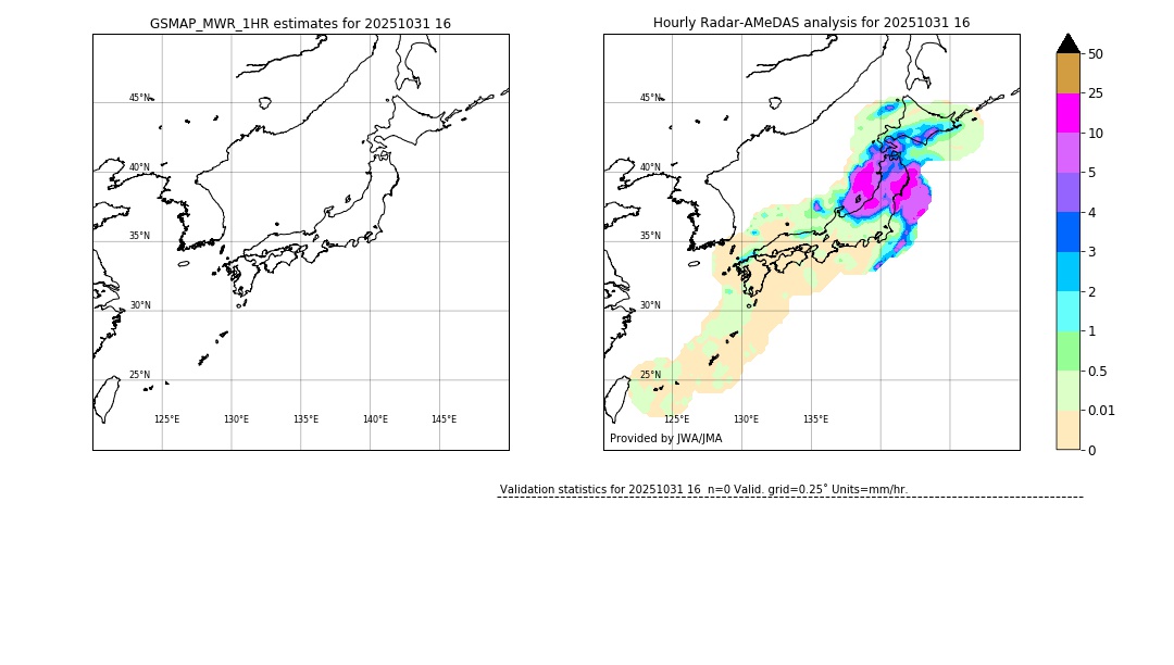 GSMaP MWR validation image. 2025/10/31 16
